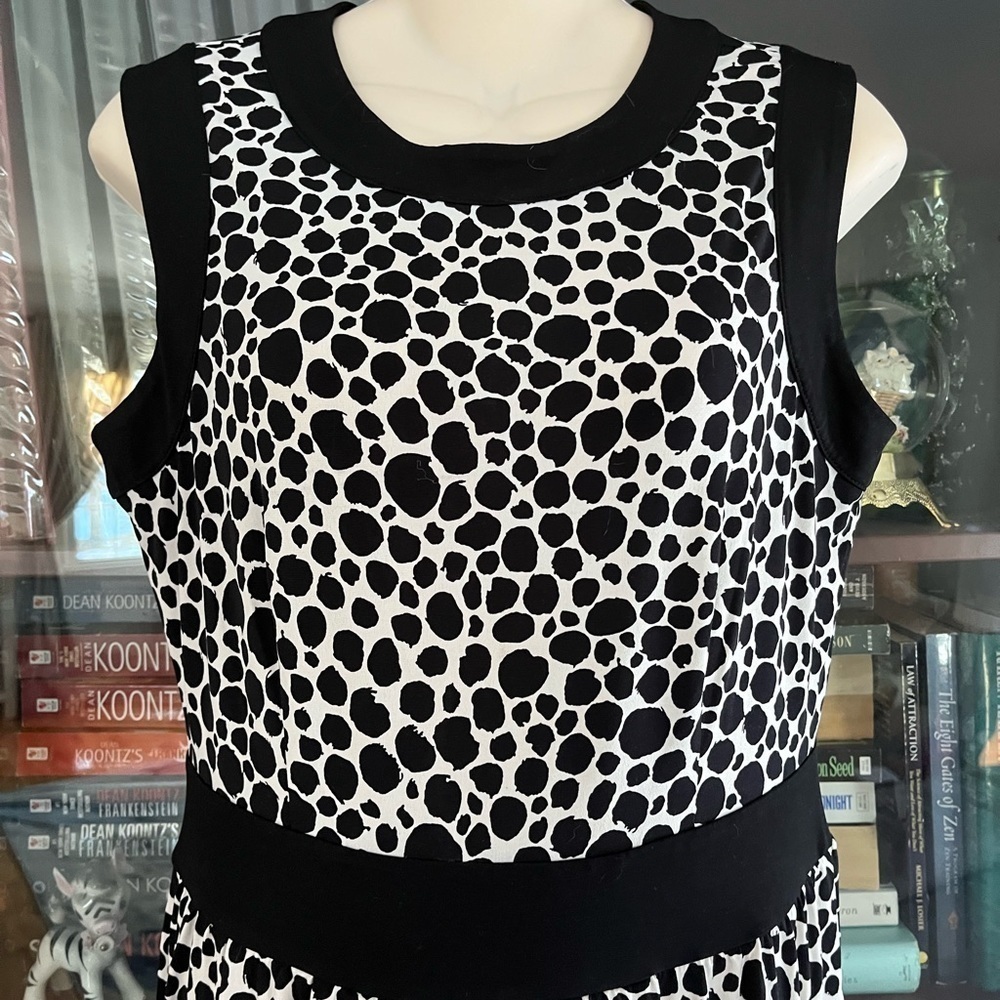 Talbots Sleeveless Dress 8P Black and White Splotches Spotted - Picture 5 of 14
